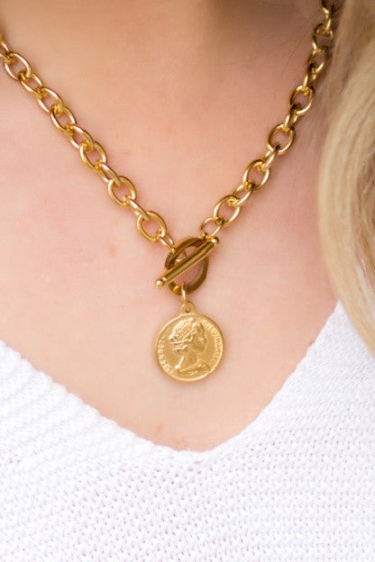 Coin Accent Chain Necklace king-general-store-5710.myshopify.com
