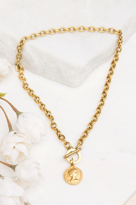 Coin Accent Chain Necklace king-general-store-5710.myshopify.com