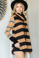 Plus Multi Colored Stripe Cowl Neck Tunic Top king-general-store-5710.myshopify.com