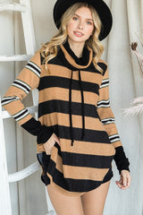 Plus Multi Colored Stripe Cowl Neck Tunic Top king-general-store-5710.myshopify.com