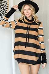 Plus Multi Colored Stripe Cowl Neck Tunic Top king-general-store-5710.myshopify.com