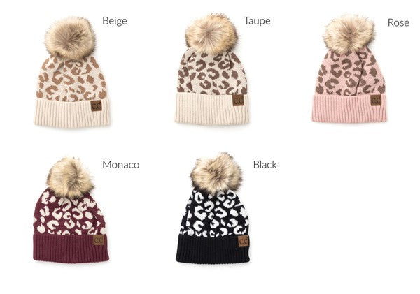 Leopard Fur Pom Beanie king-general-store-5710.myshopify.com