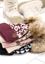 Leopard Fur Pom Beanie king-general-store-5710.myshopify.com