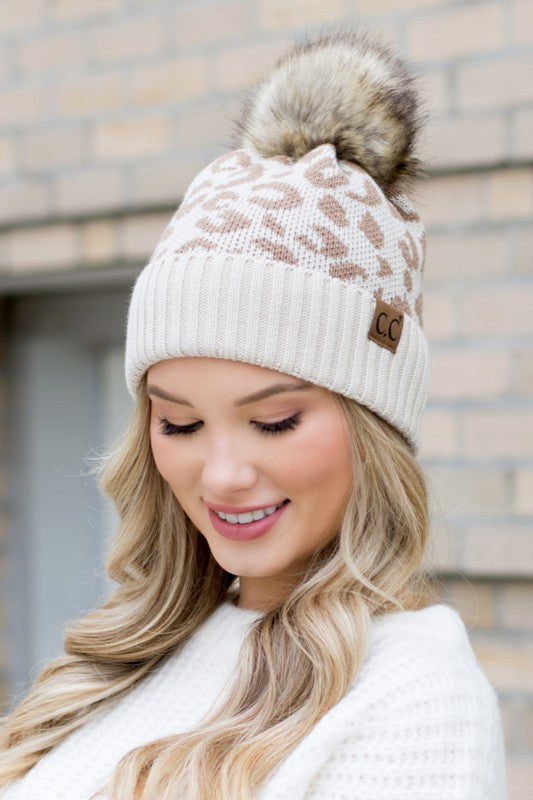 Leopard Fur Pom Beanie king-general-store-5710.myshopify.com