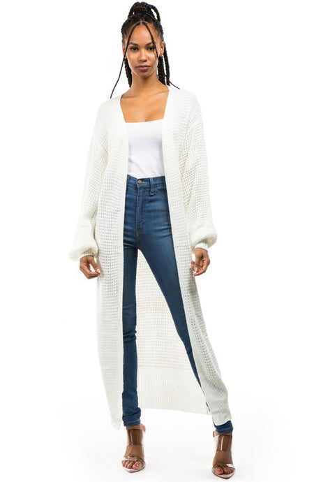 White Longline Cardigan Sweater king-general-store-5710.myshopify.com