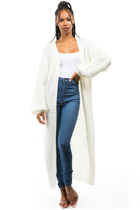 White Longline Cardigan Sweater king-general-store-5710.myshopify.com