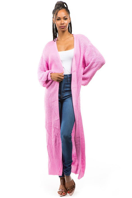 Pink Longline Cardigan Sweater king-general-store-5710.myshopify.com