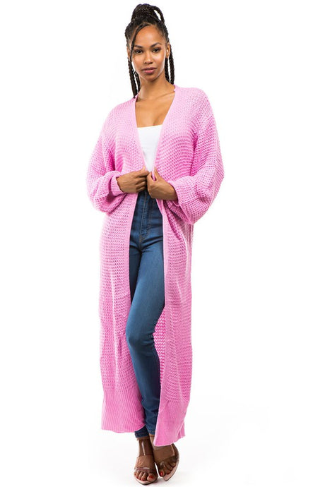 Pink Longline Cardigan Sweater king-general-store-5710.myshopify.com