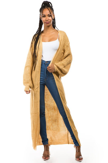 Khaki Longline Cardigan Sweater king-general-store-5710.myshopify.com