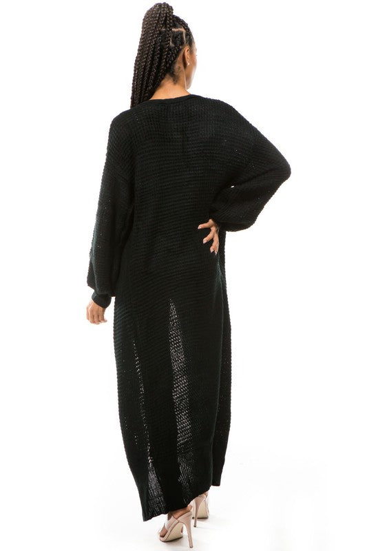 Black Oversize Longline Cardigan king-general-store-5710.myshopify.com