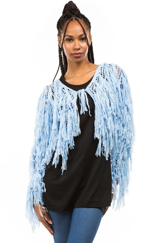 Sky Blue Tassel Cardigan king-general-store-5710.myshopify.com