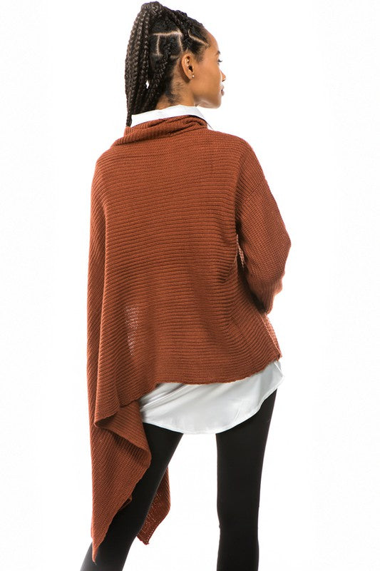 Brown Open Sleeved Cardigan Sweater king-general-store-5710.myshopify.com