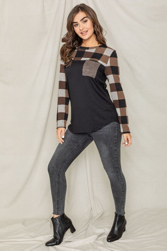 Checker Chest Pocket Tunic Top