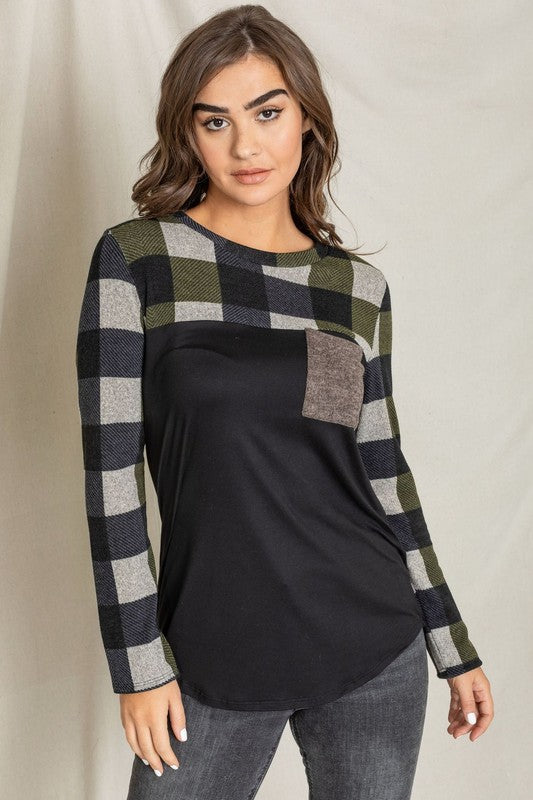 Checker Chest Pocket Tunic Top