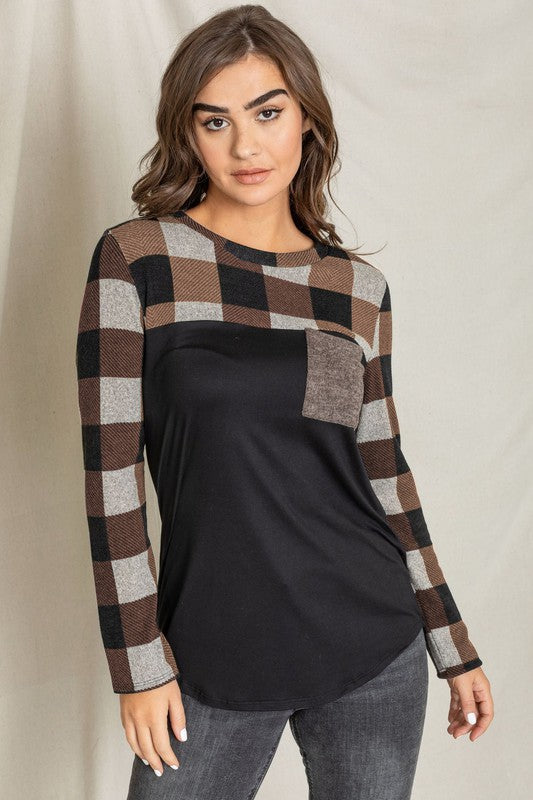 Checker Chest Pocket Tunic Top