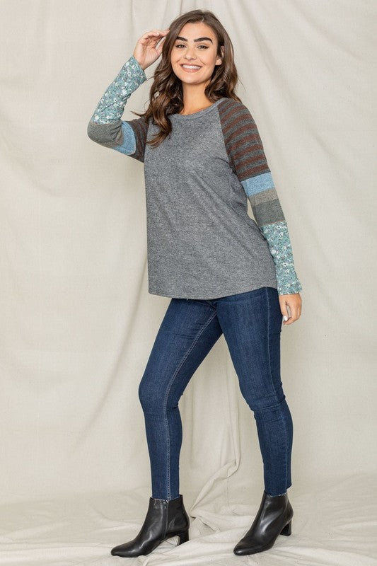 Color Block Sleeve Tunic Top