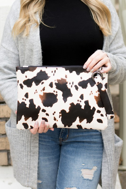 Cow Print Oversized Everyday Clutch king-general-store-5710.myshopify.com