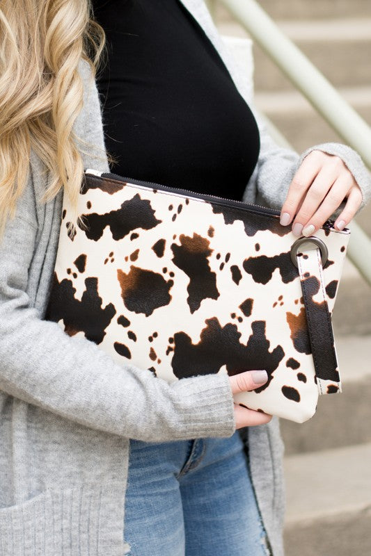 Cow Print Oversized Everyday Clutch king-general-store-5710.myshopify.com