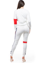 White Multi Track Pant Set king-general-store-5710.myshopify.com