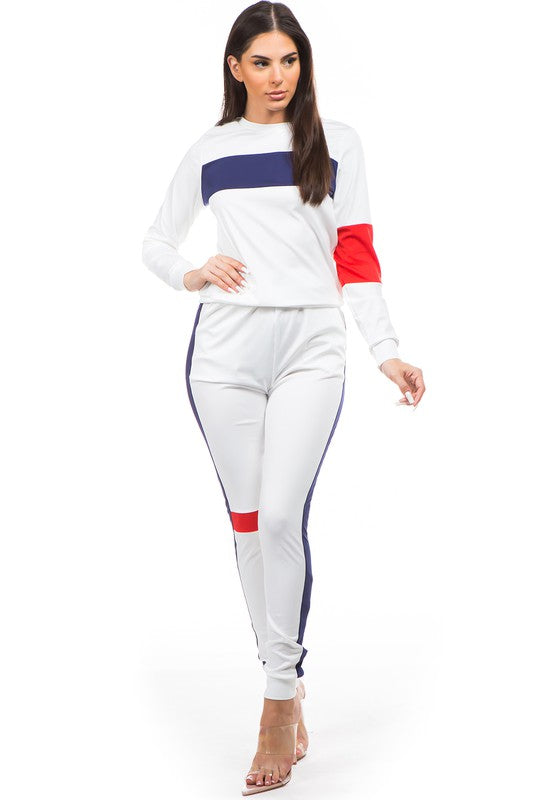 White Track Two Piece Pant Set king-general-store-5710.myshopify.com