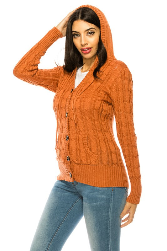 Plus Size Long Sleeve Hoodie Knit Sweater