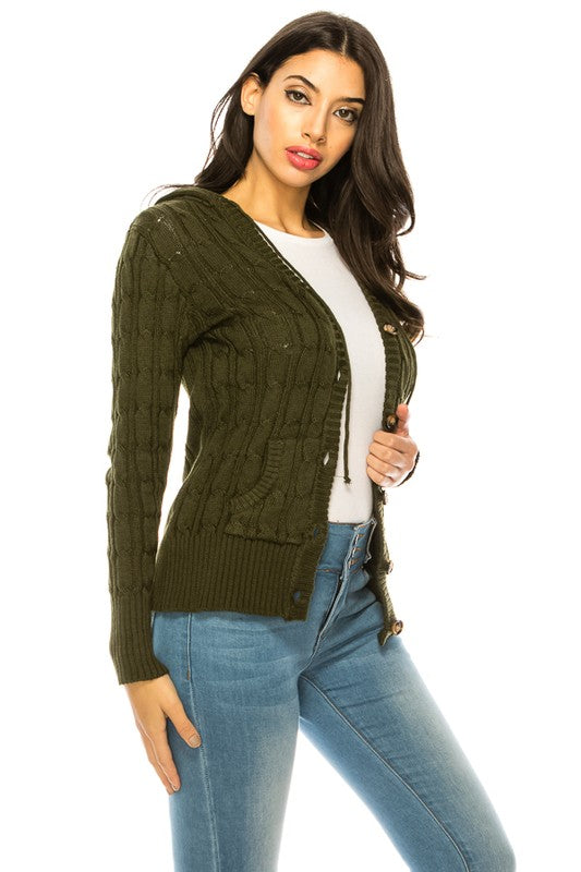 Plus Size Long Sleeve Hoodie Knit Sweater