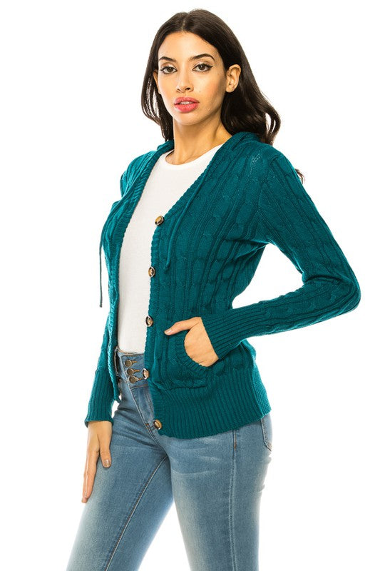 Plus Size Long Sleeve Hoodie Knit Sweater