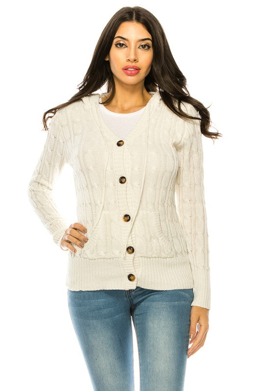 Plus Size Long Sleeve Hoodie Knit Sweater