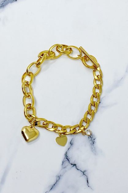 Duo Chain Charm Heart Bracelet king-general-store-5710.myshopify.com