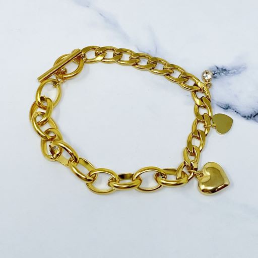 Duo Chain Charm Heart Bracelet king-general-store-5710.myshopify.com