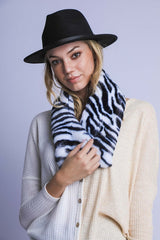 Zebra Print Faux Fur Scarf king-general-store-5710.myshopify.com