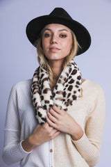 Faux Fur Leopard Print Scarf king-general-store-5710.myshopify.com