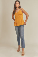 Peplum Bottom Moon Tie Tank Top