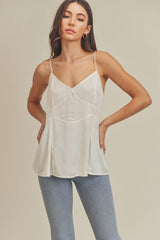 Peplum Bottom Moon Tie Tank Top