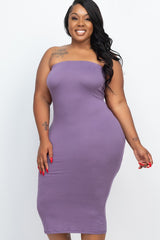 Plus Solid Strapless Tube Bodycon Midi Dress king-general-store-5710.myshopify.com