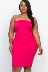 Plus Solid Strapless Tube Bodycon Midi Dress king-general-store-5710.myshopify.com