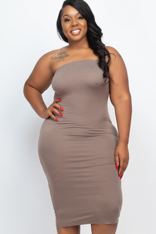 Plus Solid Strapless Tube Bodycon Midi Dress king-general-store-5710.myshopify.com