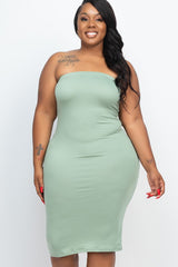 Plus Solid Strapless Tube Bodycon Midi Dress king-general-store-5710.myshopify.com