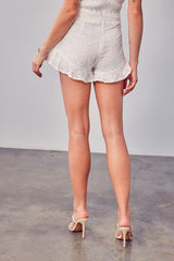 White Embroidery Eyelet Shorts