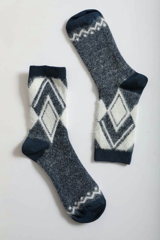 Faux Mohair Diamond Pattern Socks king-general-store-5710.myshopify.com