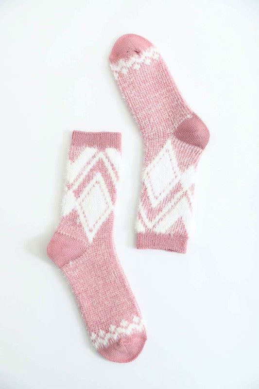 Faux Mohair Diamond Pattern Socks king-general-store-5710.myshopify.com