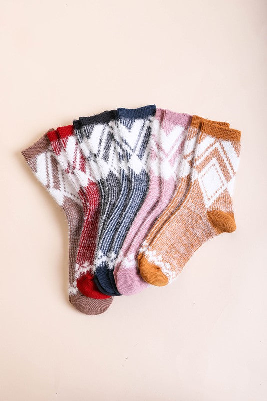 Faux Mohair Diamond Pattern Socks king-general-store-5710.myshopify.com