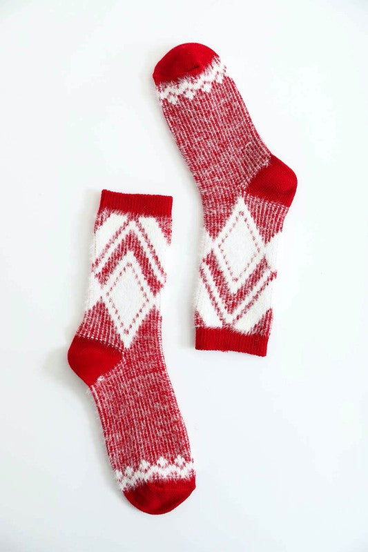 Faux Mohair Diamond Pattern Socks king-general-store-5710.myshopify.com