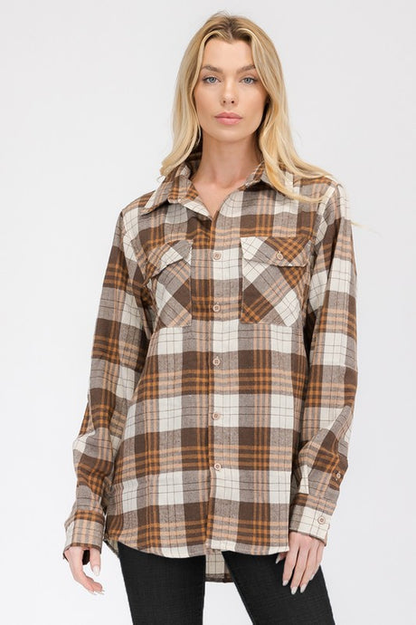 Boyfriend Fit Checker Plaid Flannel Long Sleeve king-general-store-5710.myshopify.com