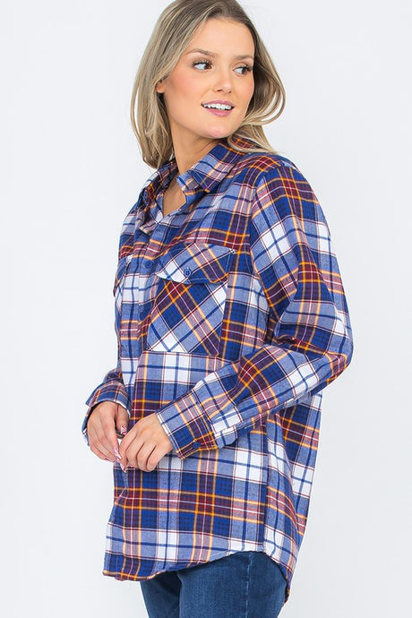 Boyfriend Fit Checker Plaid Flannel Long Sleeve king-general-store-5710.myshopify.com