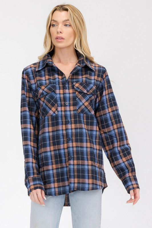 Boyfriend Fit Checker Plaid Flannel Long Sleeve king-general-store-5710.myshopify.com