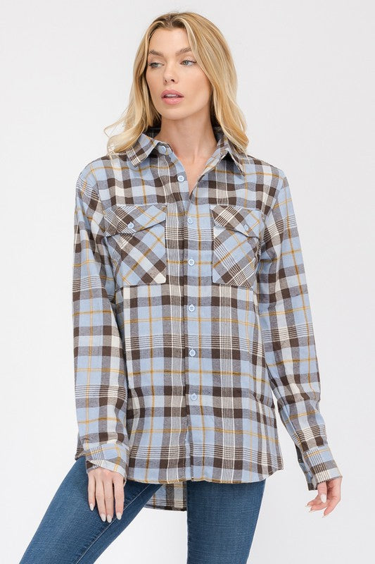 Boyfriend Fit Checker Plaid Flannel Long Sleeve king-general-store-5710.myshopify.com