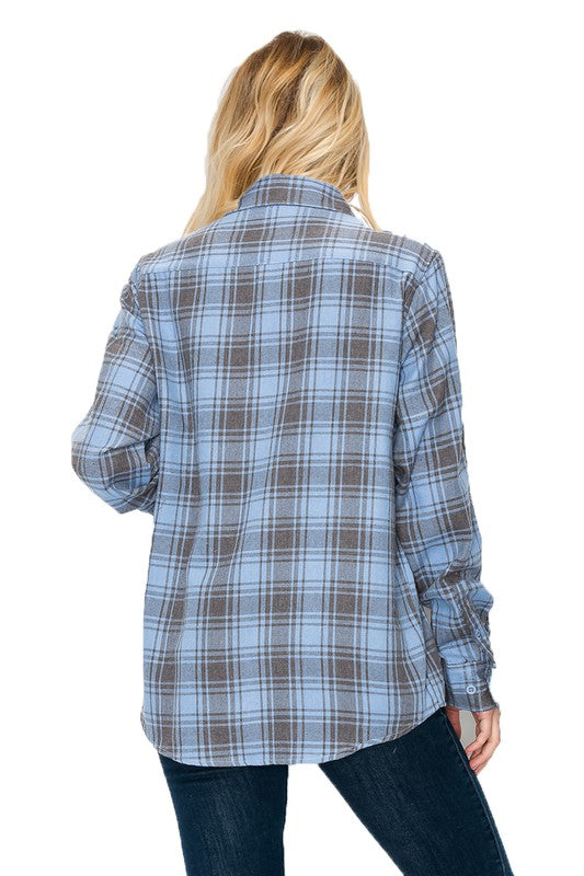 Boyfriend Fit Checker Plaid Flannel Long Sleeve Shirt king-general-store-5710.myshopify.com