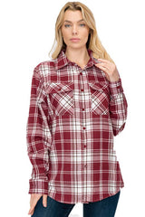 Boyfriend Fit Checker Plaid Flannel Long Sleeve Shirt king-general-store-5710.myshopify.com