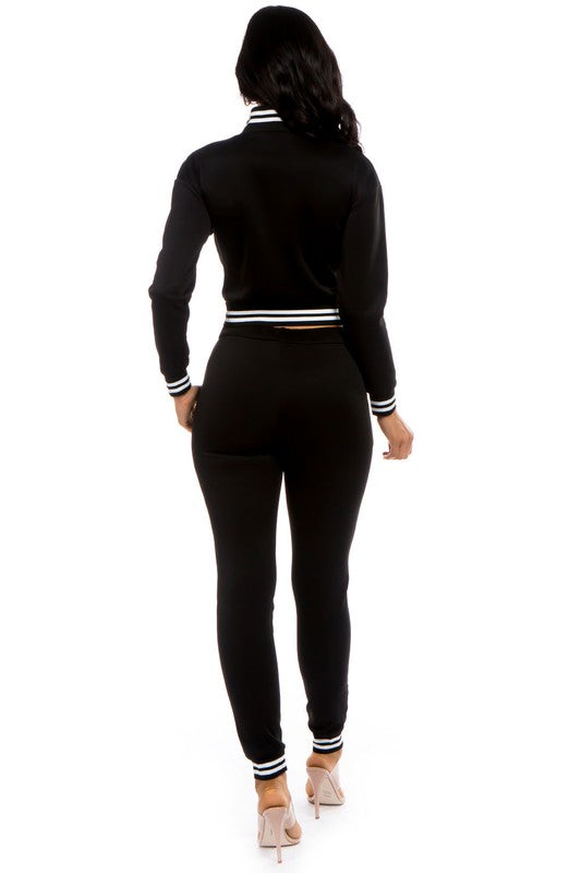 Black Bomber Jacket Two Piece Pant Set king-general-store-5710.myshopify.com